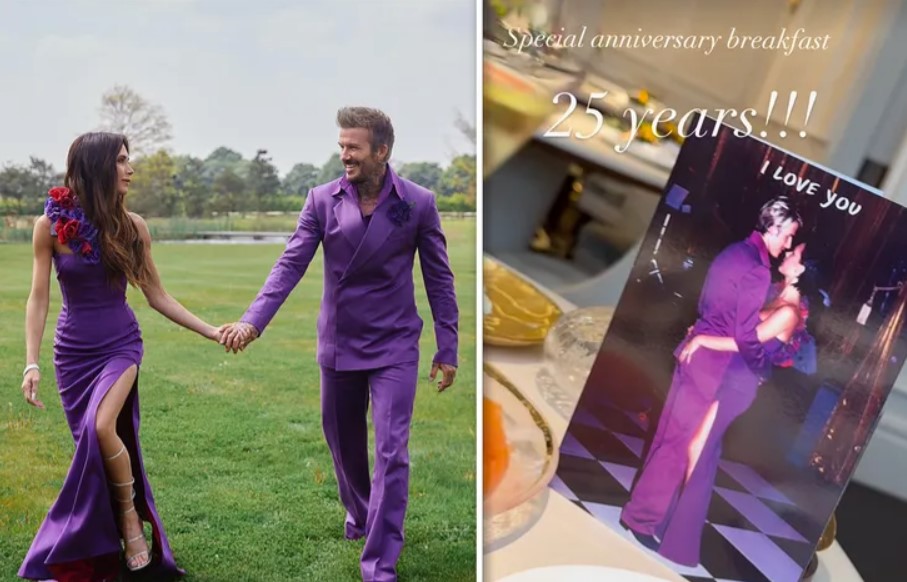 David e Victoria Beckham festeggiano il 25º anniversario indossando gli stessi abiti del Matrimonio