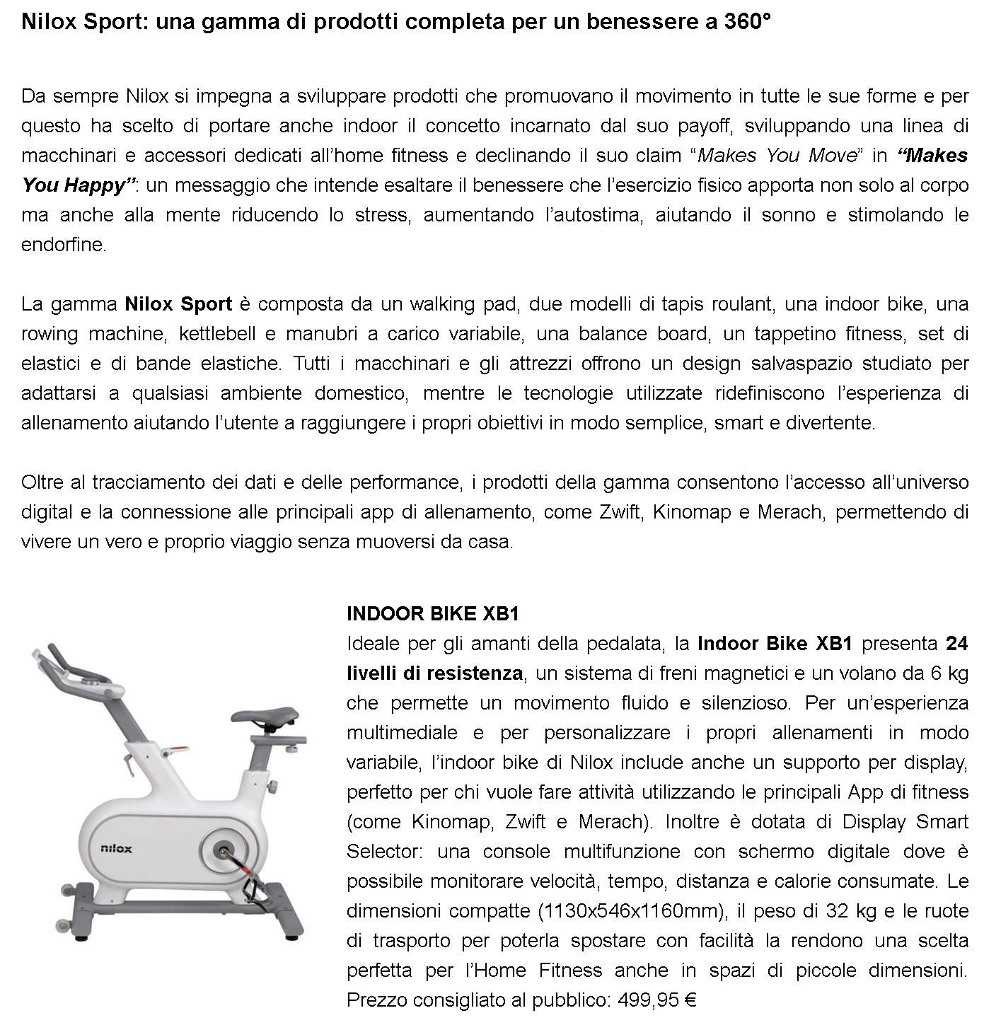 Nuova linea Nilox dedicata all’home fitness