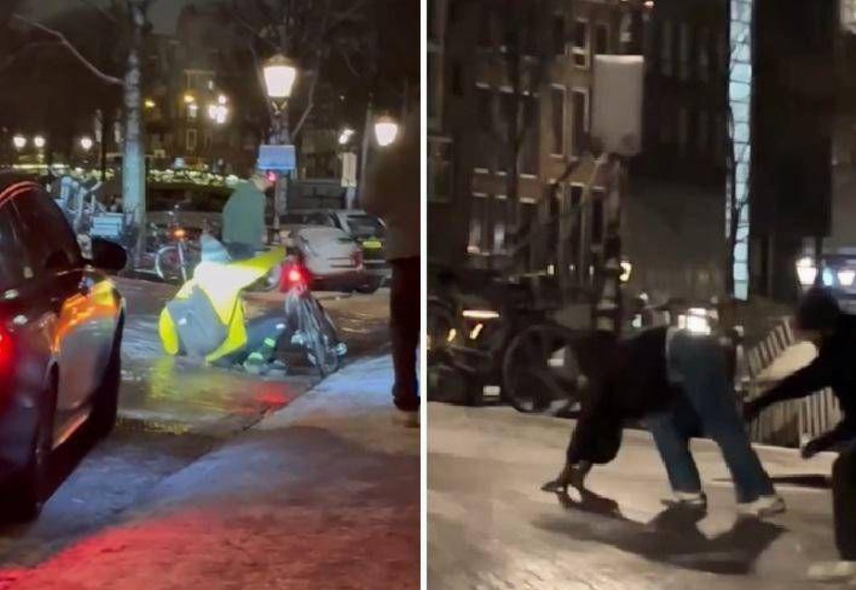 Amsterdam paralizzata dal ghiaccio: strade come piste di pattinaggio