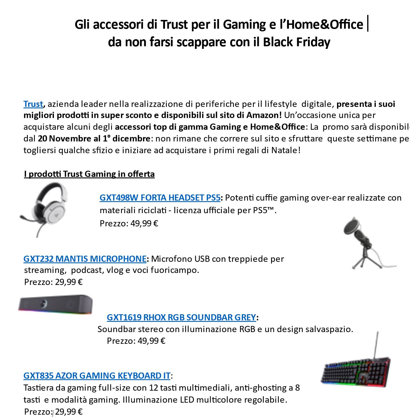 Black Friday 2025 di Trust