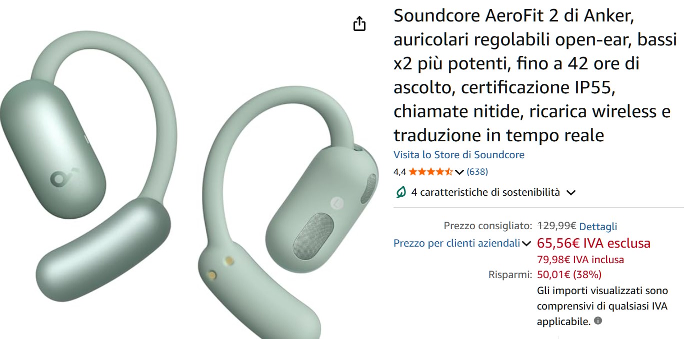 soundcore aerofit Soundcore AeroFit 2 open-ear con IA: recensione completa e funzioni smart