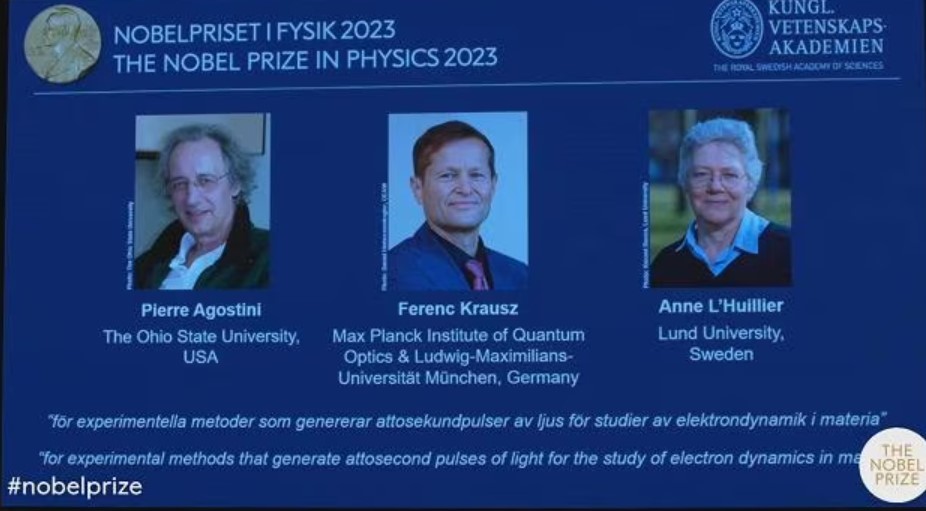 Nobel Fisica 2023: Pierre Agostini, Ferenc Krausz e Anne L