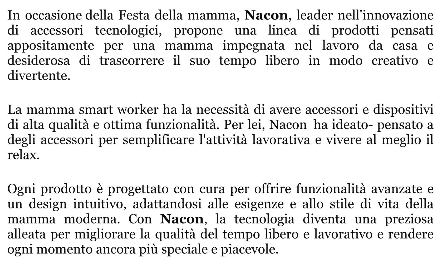 NACON OMAGGIA LA MAMMA CON PRODOTTI TECH