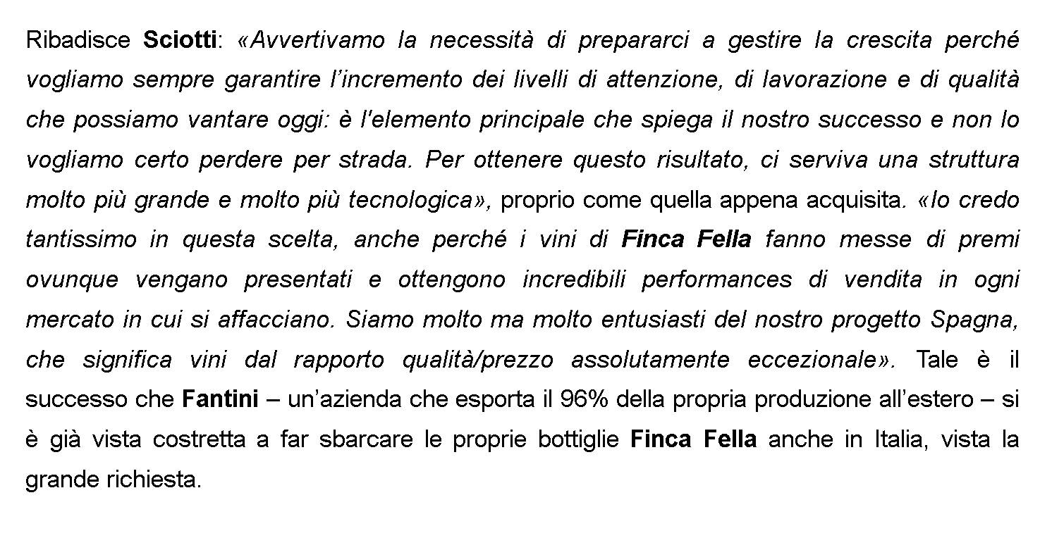 FANTINI: RILEVATA LA CANTINA EX VENTA LA VEGA IN SPAGNA