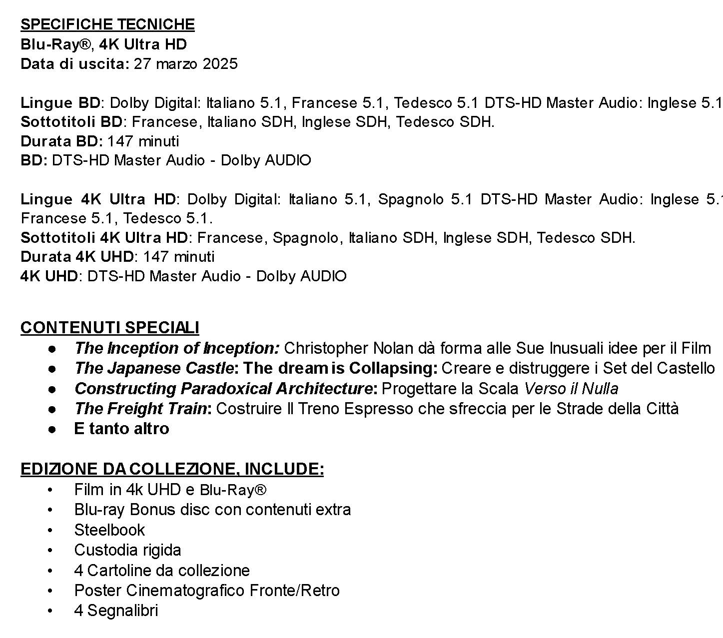 Warner Bros.Home Entertainment - uscite HOME VIDEO marzo 2025