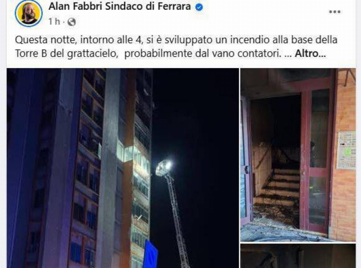 Ferrara, incendio nel grattacielo di via Felisatti: evacuati circa 200 residenti