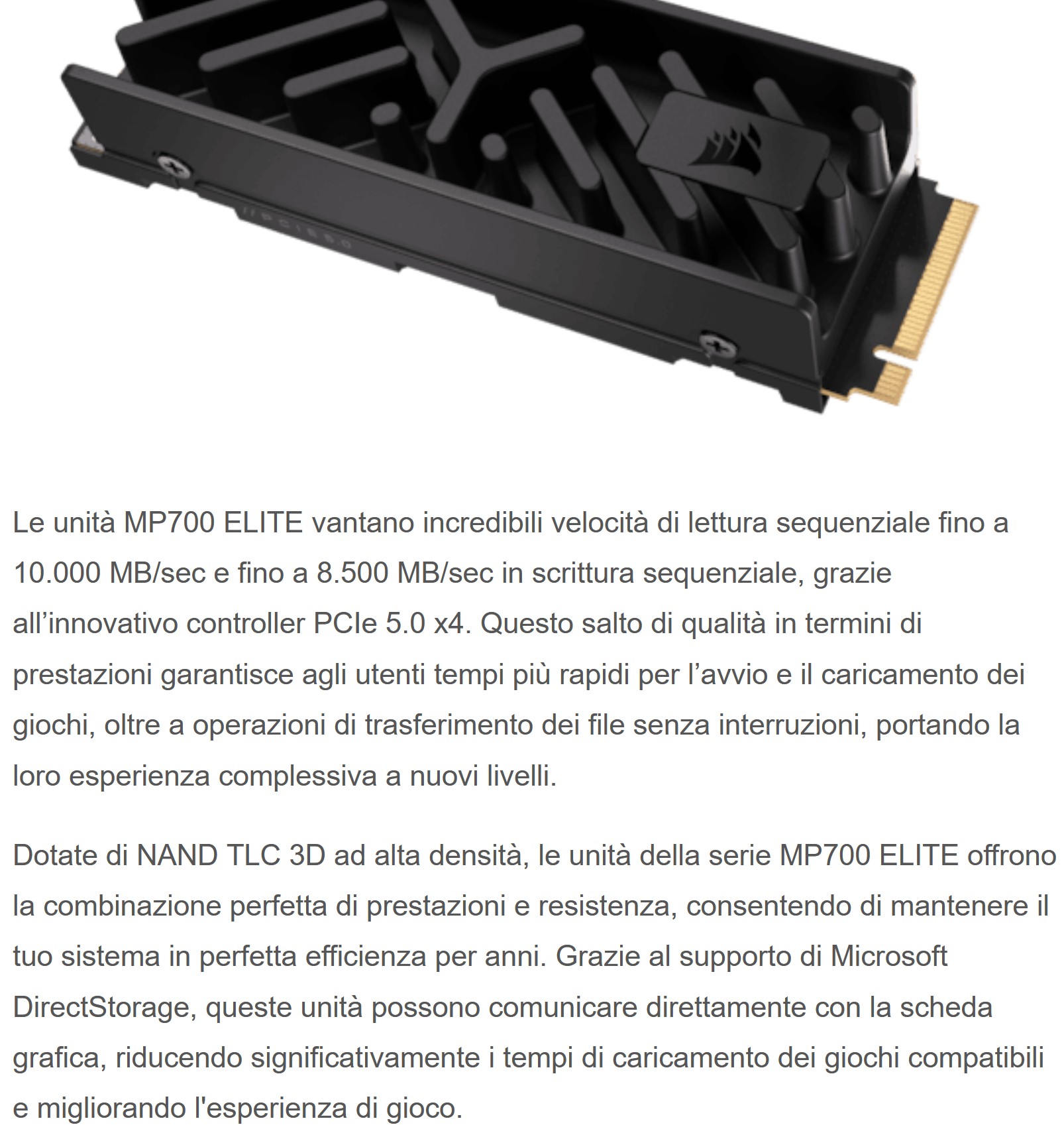 corsair lancia CORSAIR lancia le unità MP700 ELITE Series PCIe 5.0 M.2