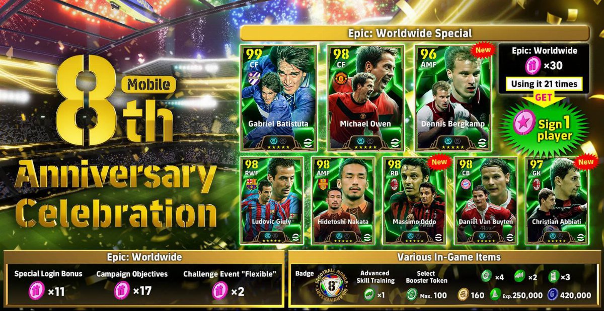 KONAMI celebra l’ottavo anniversario di eFootball Mobile KONAMI celebra l’ottavo anniversario di eFootball Mobile
