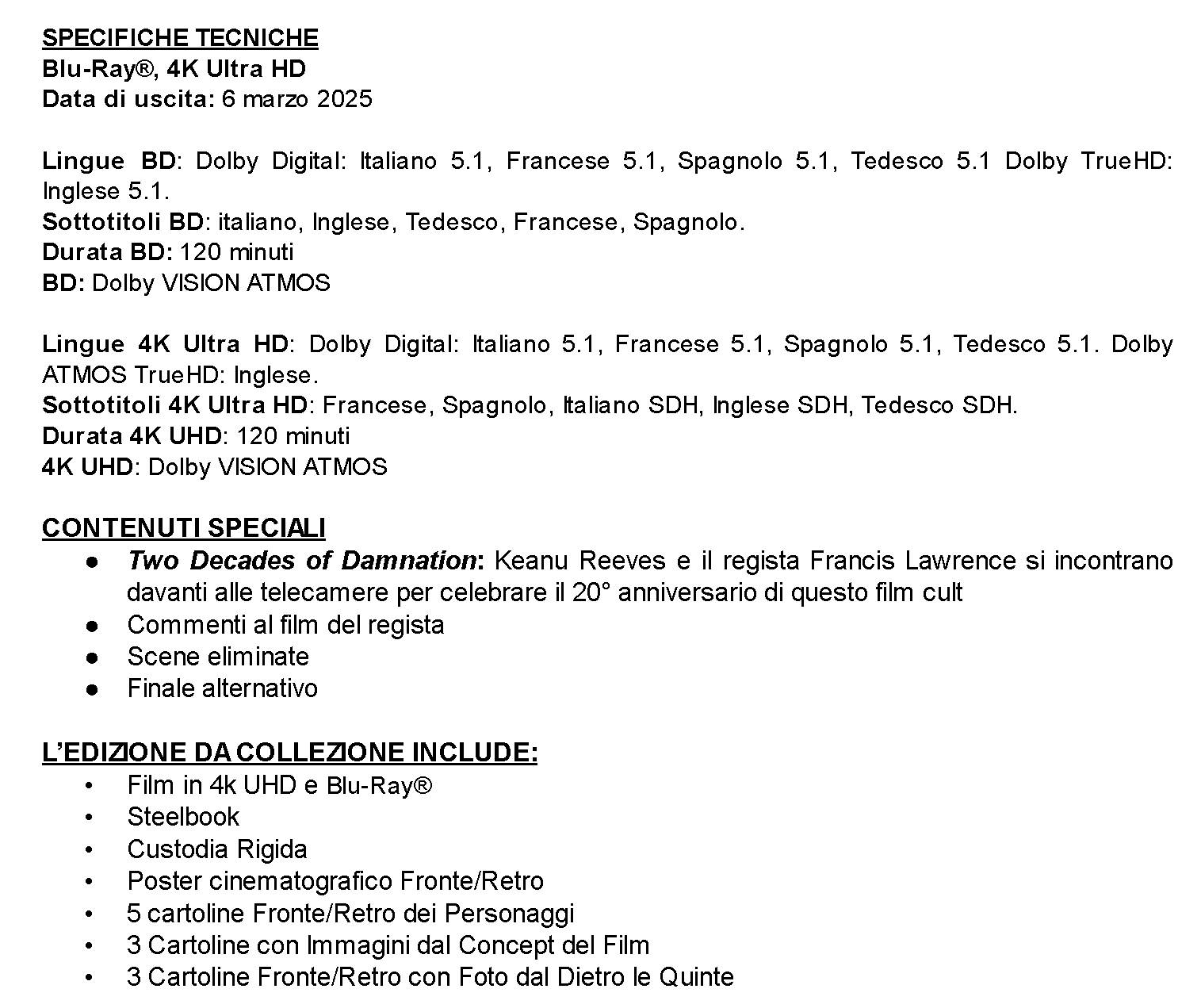 Warner Bros.Home Entertainment - uscite HOME VIDEO marzo 2025