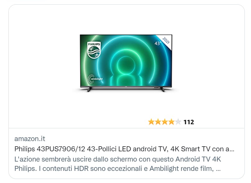 televisore philips Televisore TV Philips 43PUS7906/12 43-Pollici LED android T Sconto e Offerta