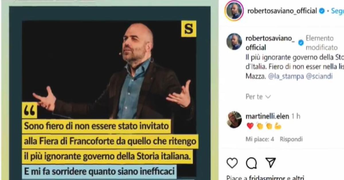 Roberto Saviano escluso dalla Fiera del Libro di Francoforte: Cresce la solidarietà tra gli scrittori