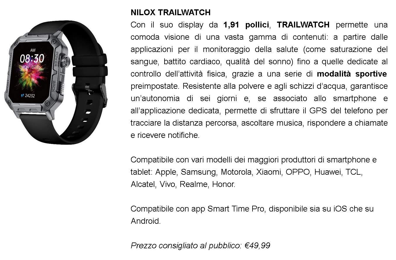 disponibili nuovi Disponibili i nuovi prodotti Wearable di Nilox