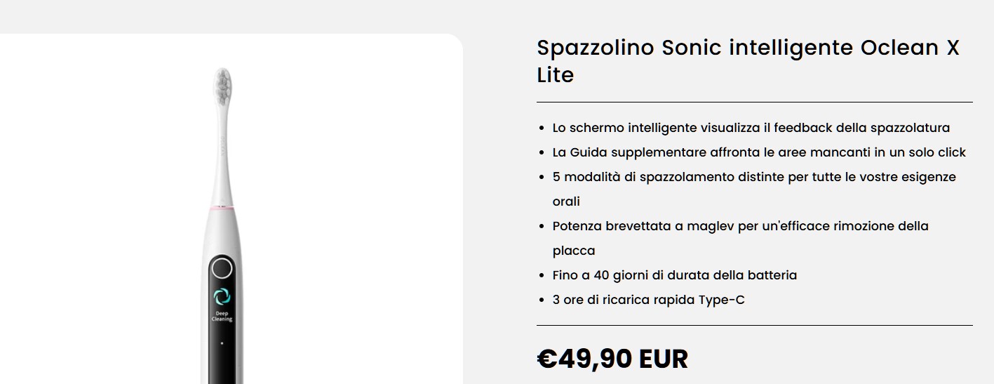 recensione oclean Recensione Oclean X Lite : lo spazzolino smart con il prezzo più basso