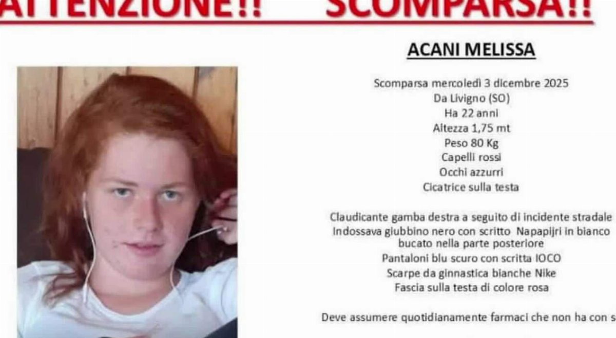 Melissa Acani scomparsa a Livigno, appello dei genitori per ritrovare la 22enne