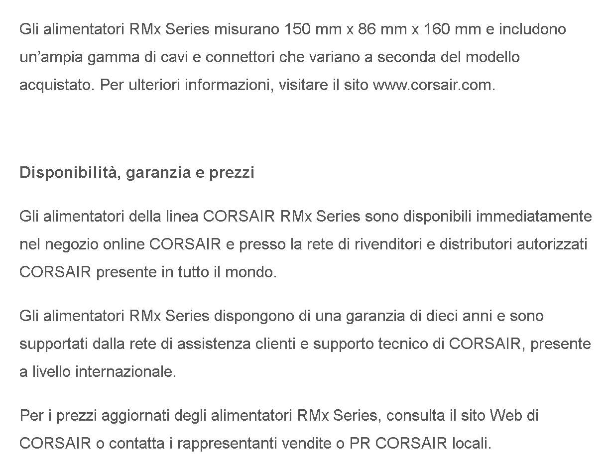 corsair alimentatori CORSAIR - alimentatori RMx Series certificati ATX 3.1 e connettore ATX 12V-2x6