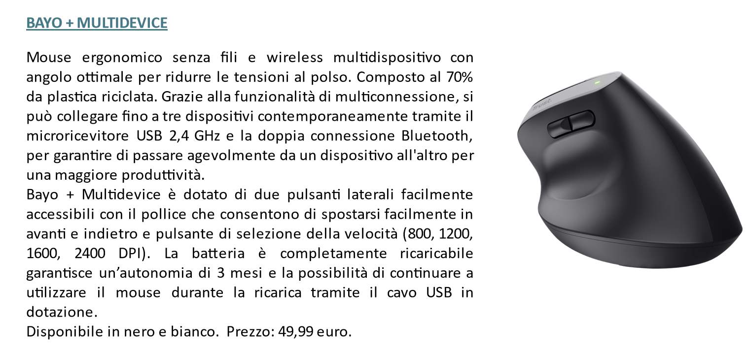 Trust presenta i nuovi mouse della gamma BAYO