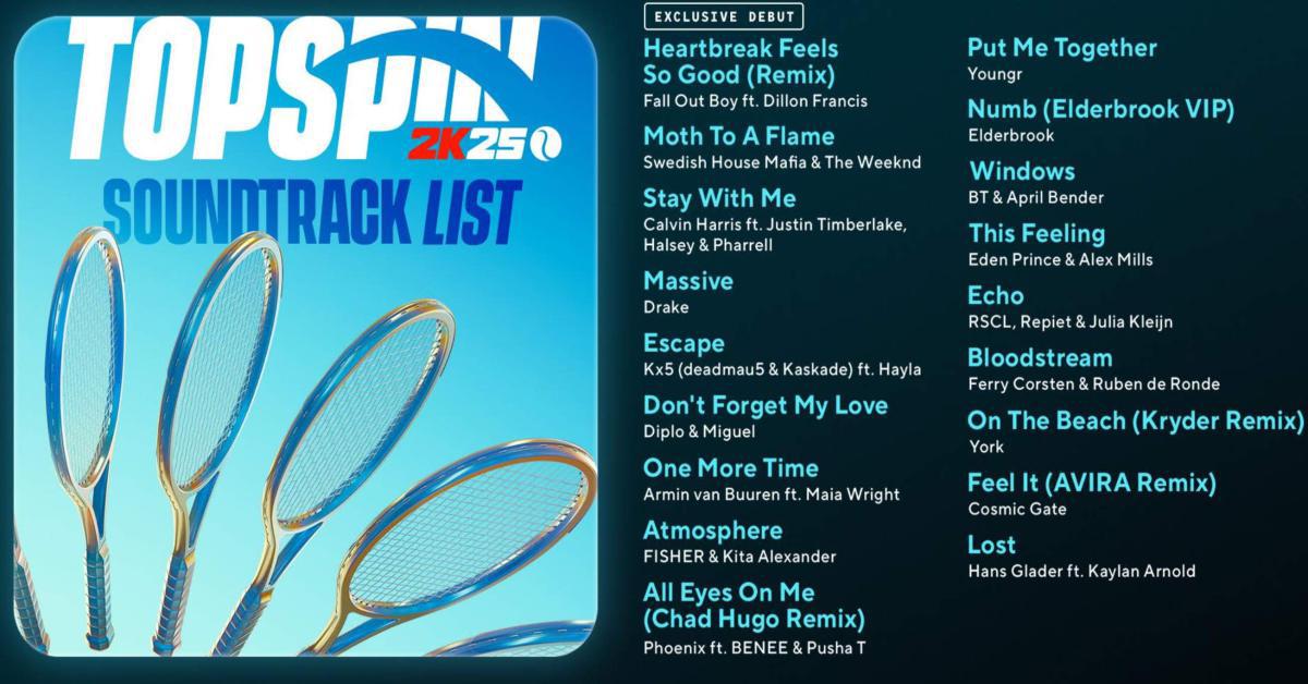 TopSpin 2K25: svelata la colonna sonora