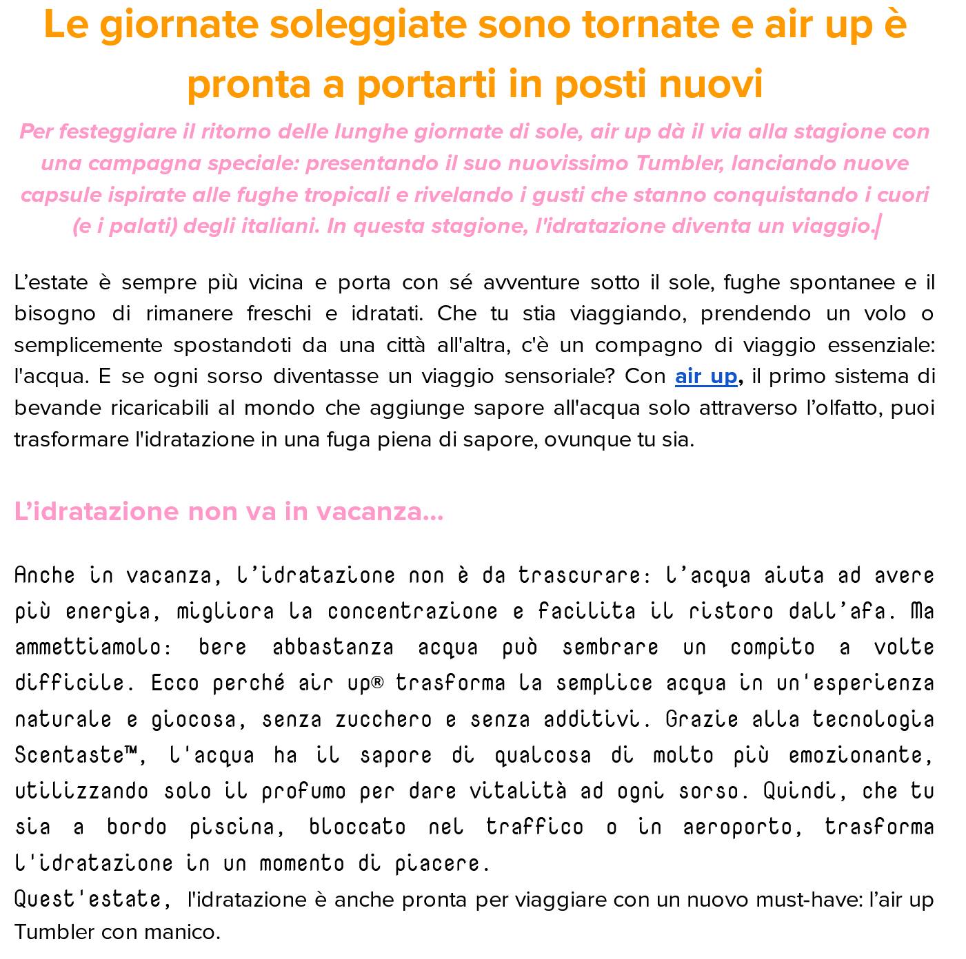 Sole e Avventura: air up ti porta lontano!