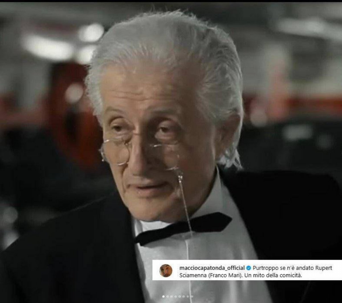 Franco Mari, addio al mitico Rupert Sciamenna: morto a 83 anni il volto cult della comicità di Maccio Capatonda Franco Mari, addio al mitico Rupert Sciamenna: morto a 83 anni il volto cult della comicità di Maccio Capatonda
