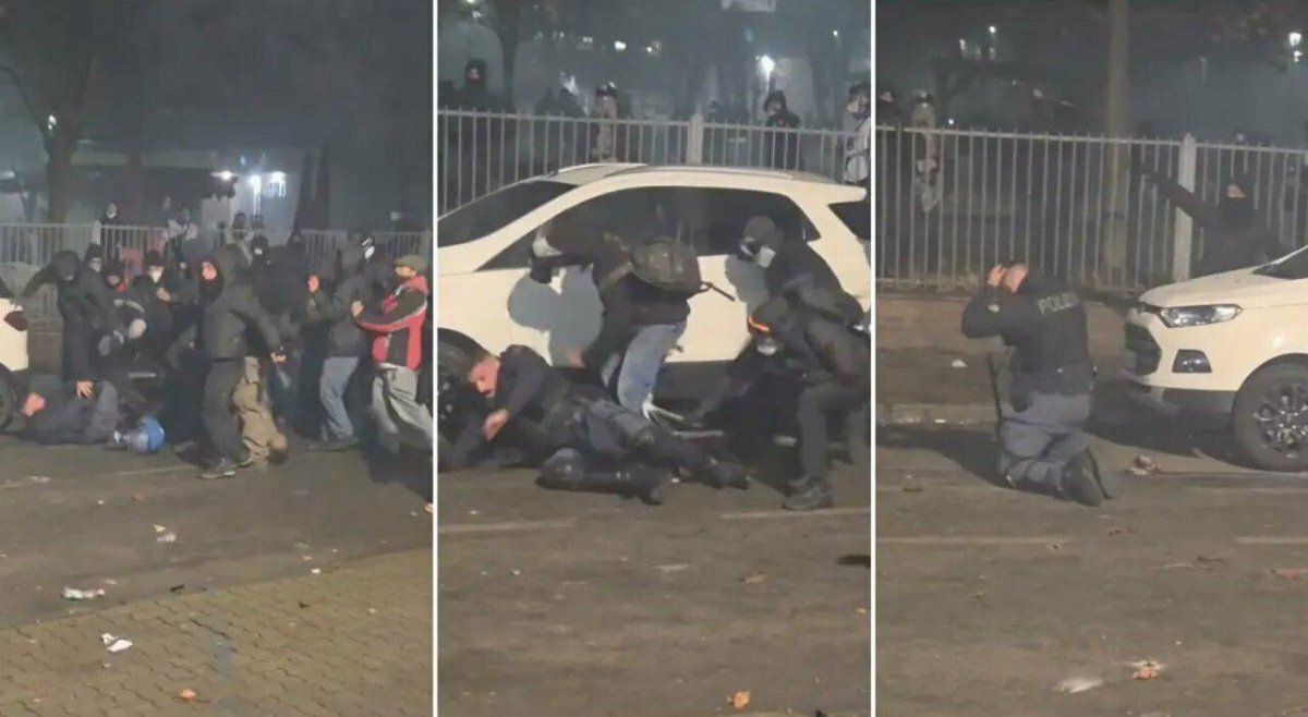 Torino, agente del reparto mobile aggredito durante gli scontri al corteo per Askatasuna Torino, agente del reparto mobile aggredito durante gli scontri al corteo per Askatasuna