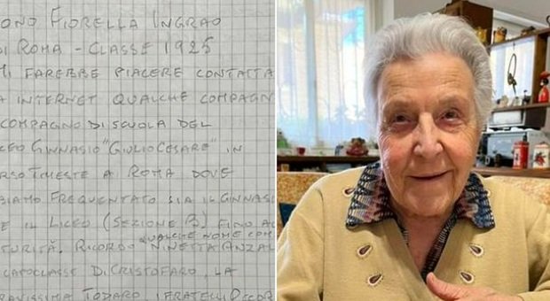 Roma : Fiorella Ingrao a 97 anni cerca compagni di scuola del Liceo Ginnasio Giulio Cesare a Roma
