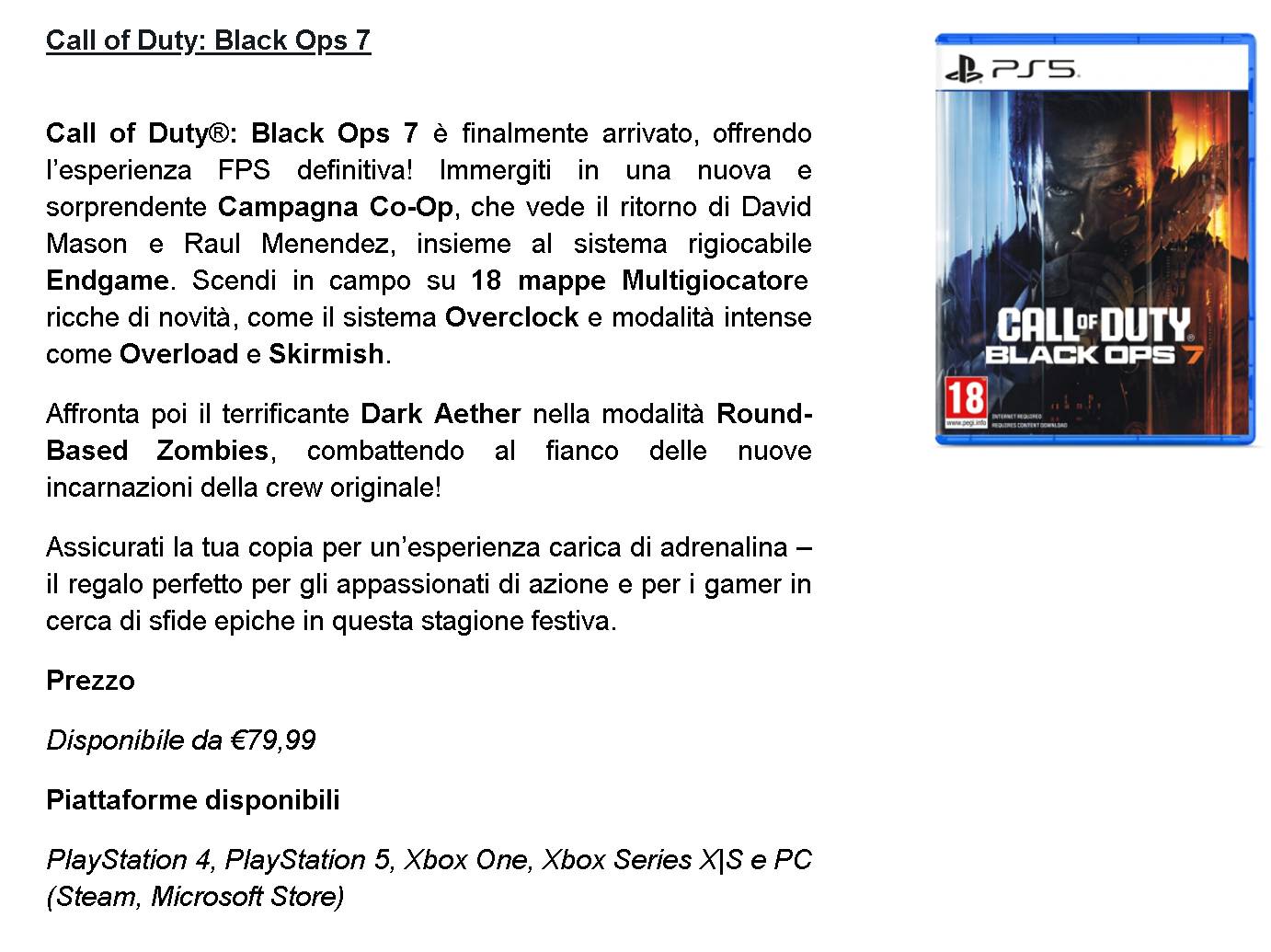 I REGALI PERFETTI PER IL NATALE SECONDO ACTIVISION