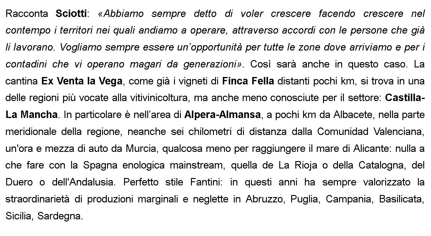 FANTINI: RILEVATA LA CANTINA EX VENTA LA VEGA IN SPAGNA