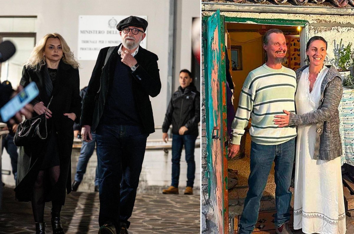 Famiglia nel bosco a Palmoli, esposto contro l