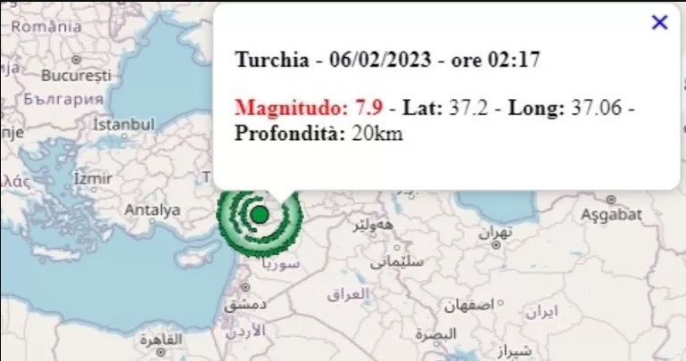 Terremoto Turchia : forte scossa 7.9 nel sud