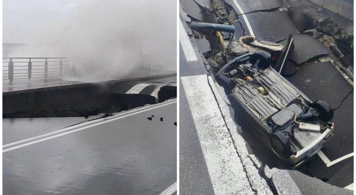 Santa Teresa di Riva, auto inghiottita da una voragine dopo il maltempo