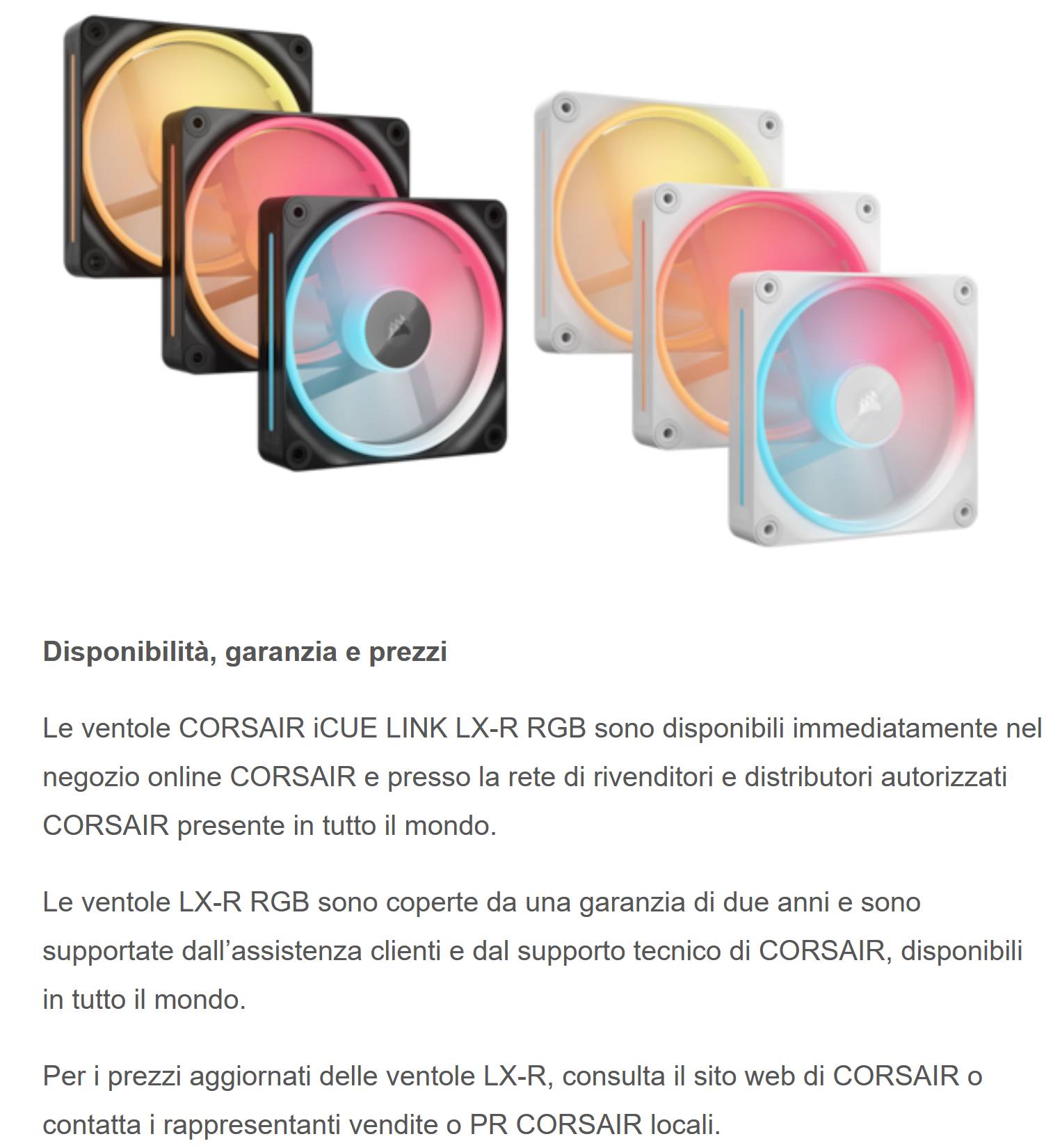 Corsair iCUE LINK LX-R RGB: Luce e potenza per il tuo PC