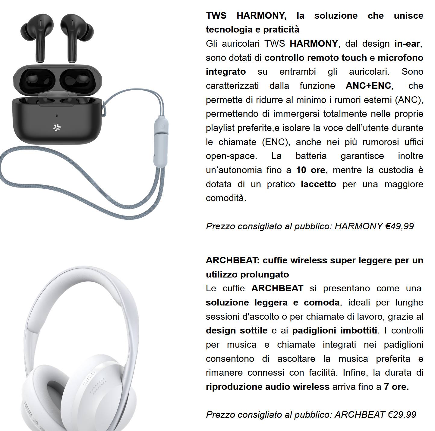 Nuove proposte della gamma audio di Celly
