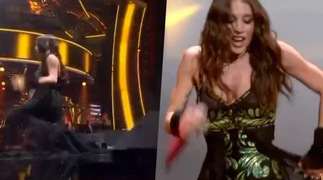 Il video della caduta di Angelina Mango sul palco di Sanremo