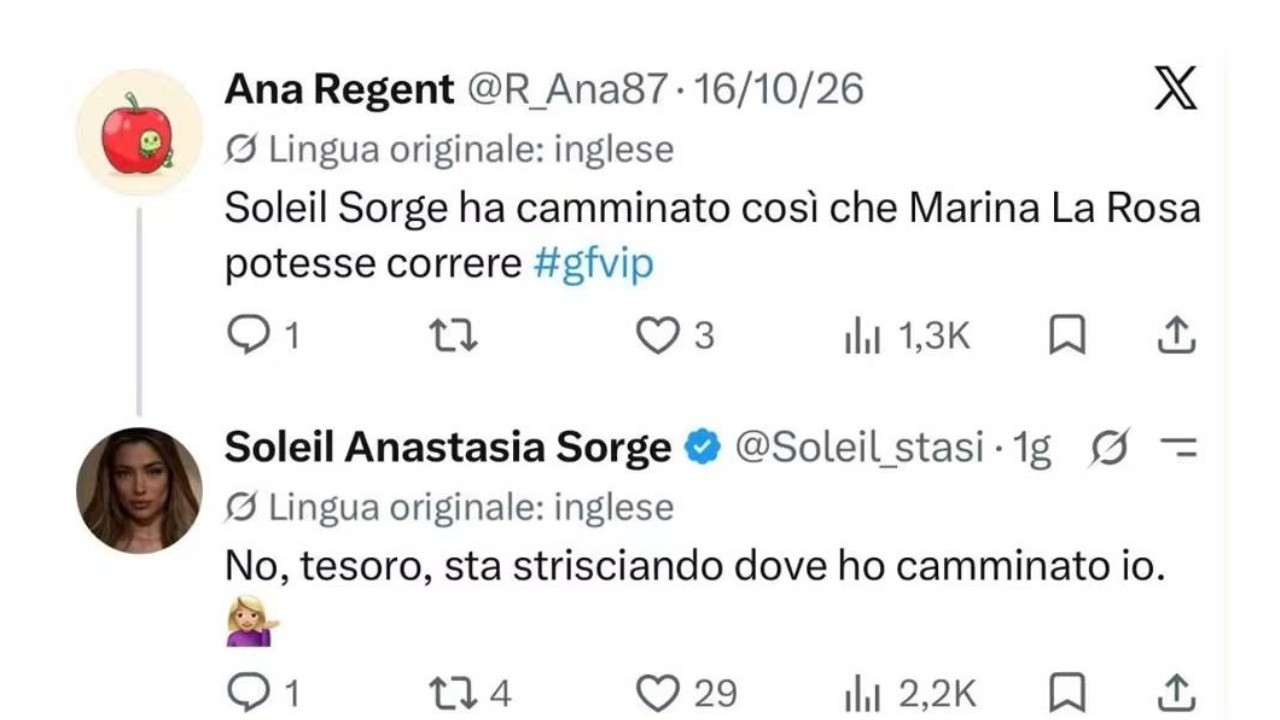 Grande Fratello Vip Grande Fratello Vip, Soleil Sorge punge Marina La Rosa dopo i baci di scena con Alex Belli
