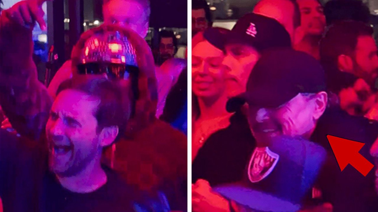 Leonardo DiCaprio e Tobey Maguire scatenati al Super Bowl party sulle note di Ice Cube
