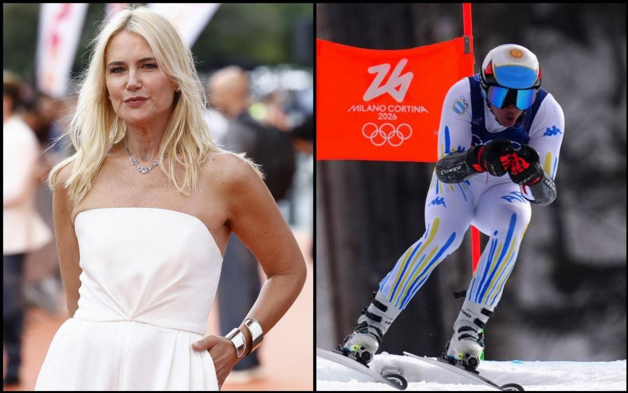 Valeria Mazza a Bormio per tifare il figlio Tiziano Gravier nel superg olimpico