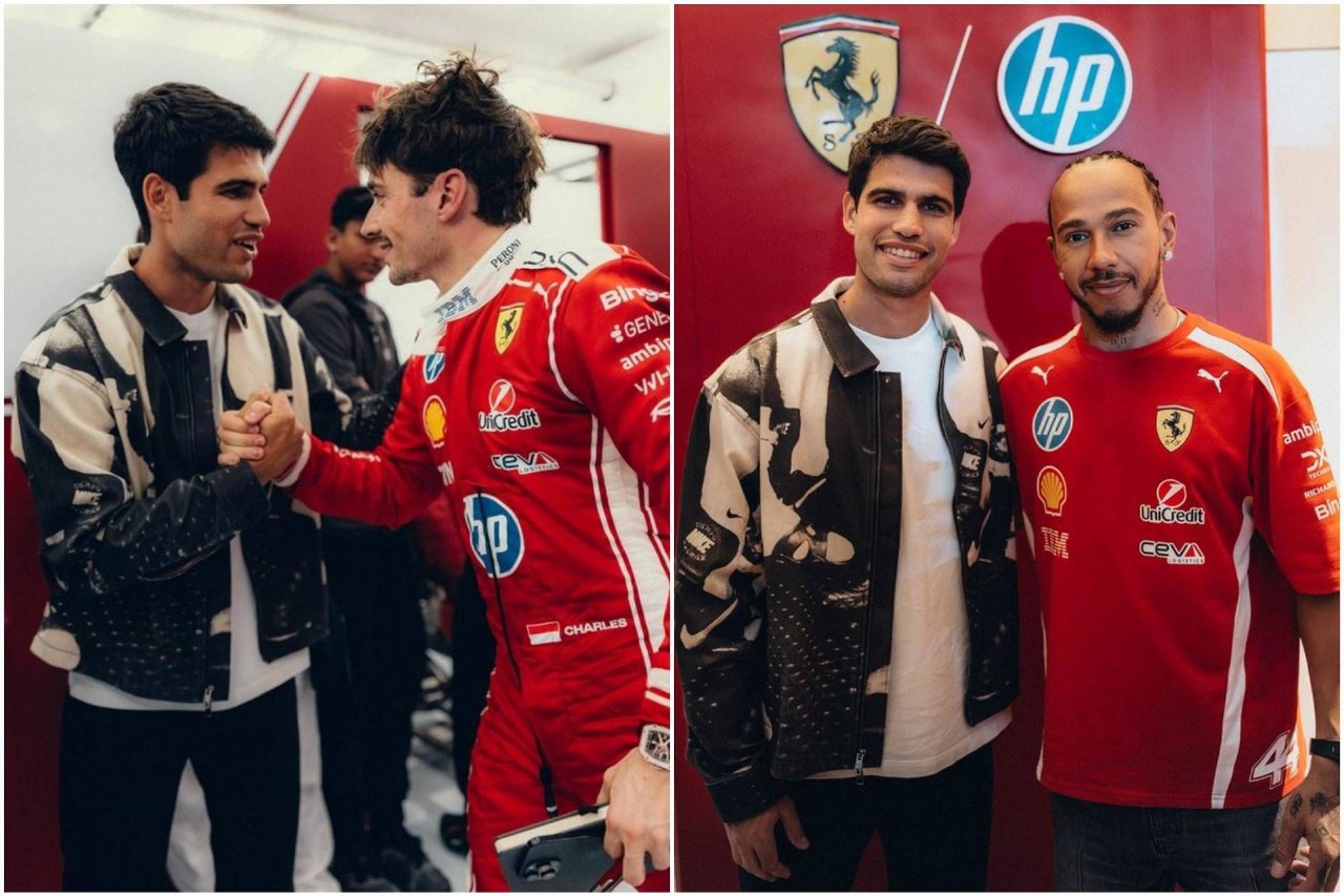 Alcaraz tra i box della Formula 1, incontri con Leclerc e Hamilton in Bahrein Alcaraz tra i box della Formula 1, incontri con Leclerc e Hamilton in Bahrein