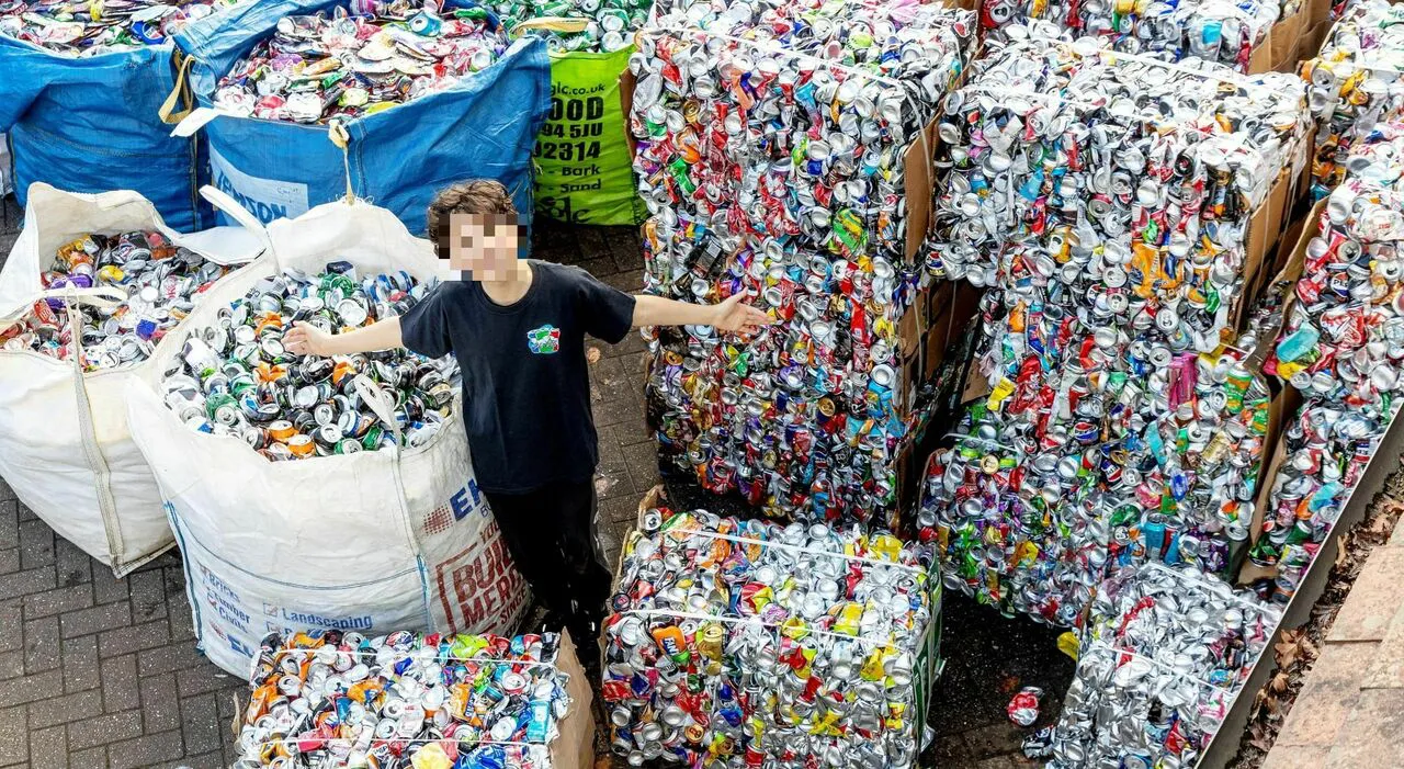 Ryan Hulance raccoglie otto tonnellate di lattine e dona oltre 17mila euro in beneficenza