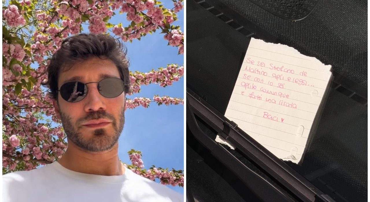 Stefano De Martino trova un biglietto sull