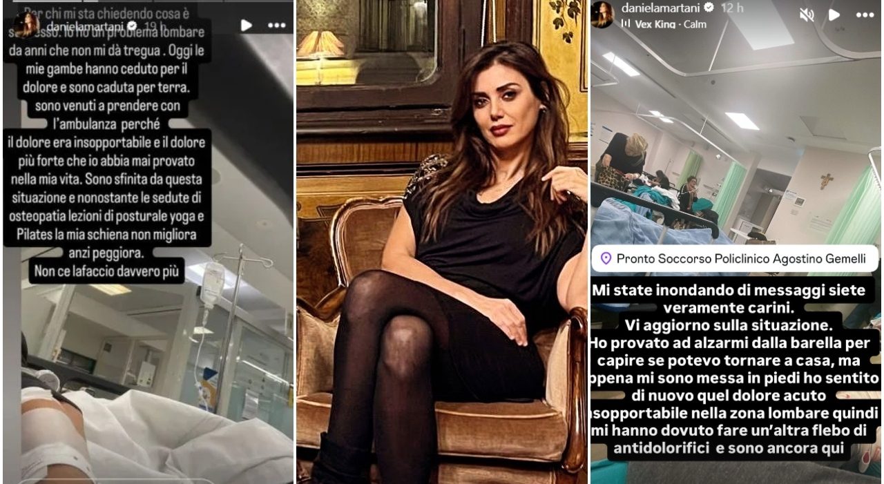Daniela Martani ricoverata a Roma dopo una caduta, dolore lombare insopportabile e ambulanza
