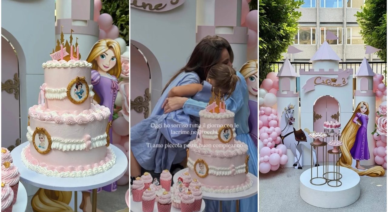 Sophie Codegoni festeggia la piccola Céline Blue a Milano, compleanno da favola tra principesse e castello rosa