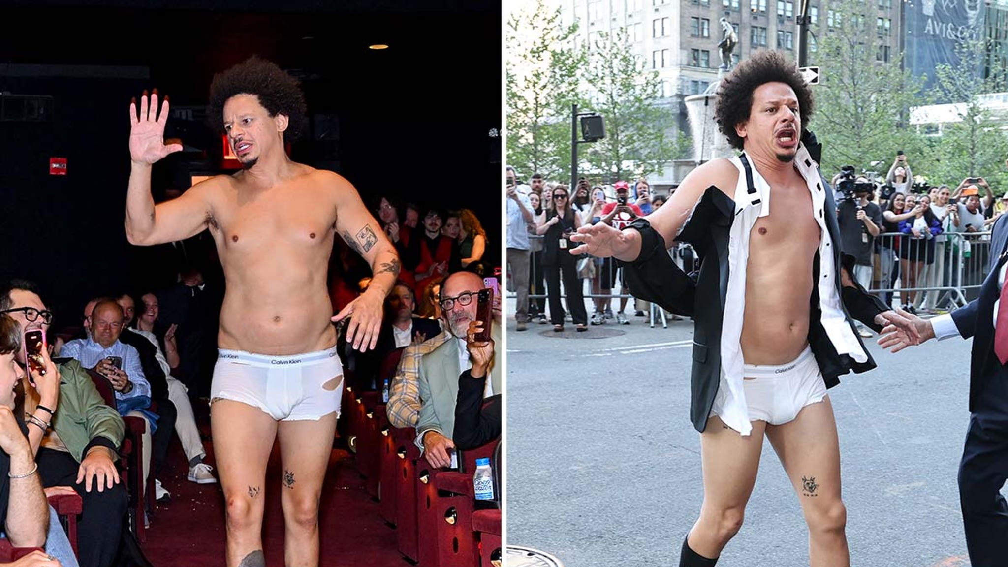 Eric André in mutande alla prima di Little Brother, il comico sorprende il red carpet di New York