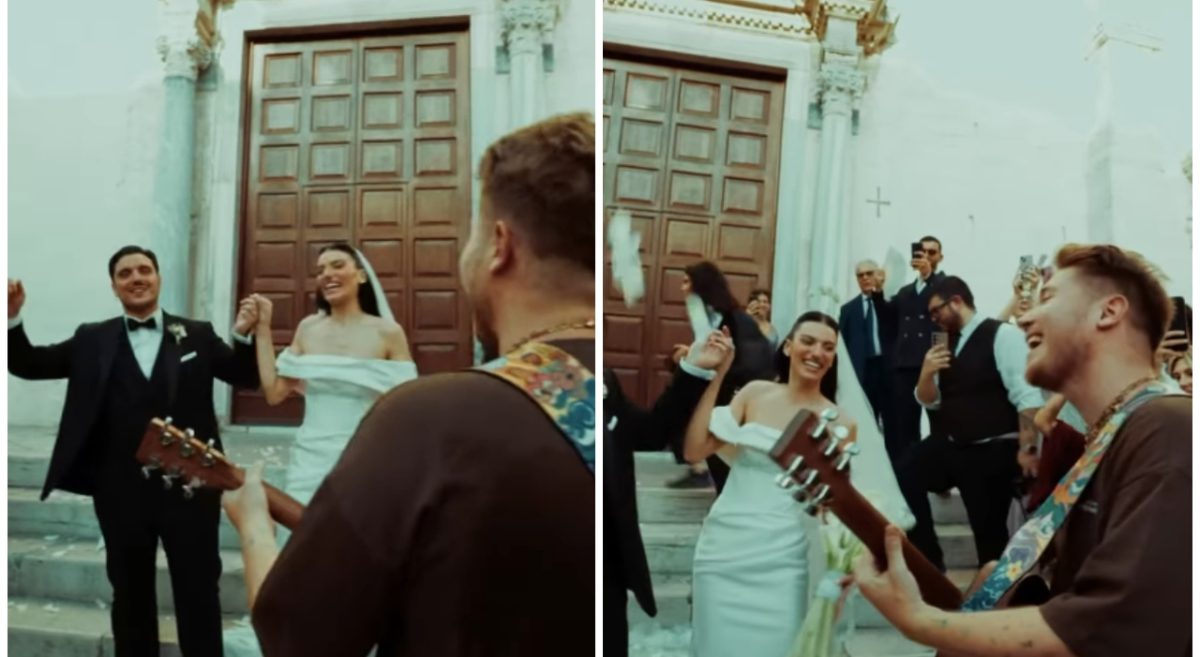 Alfa sorprende due sposi a Bari, serenata con Il filo rosso davanti alla Cattedrale