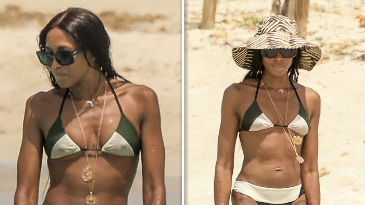 Naomi Campbell in bikini a Ibiza, giornata in spiaggia tra mare e stile