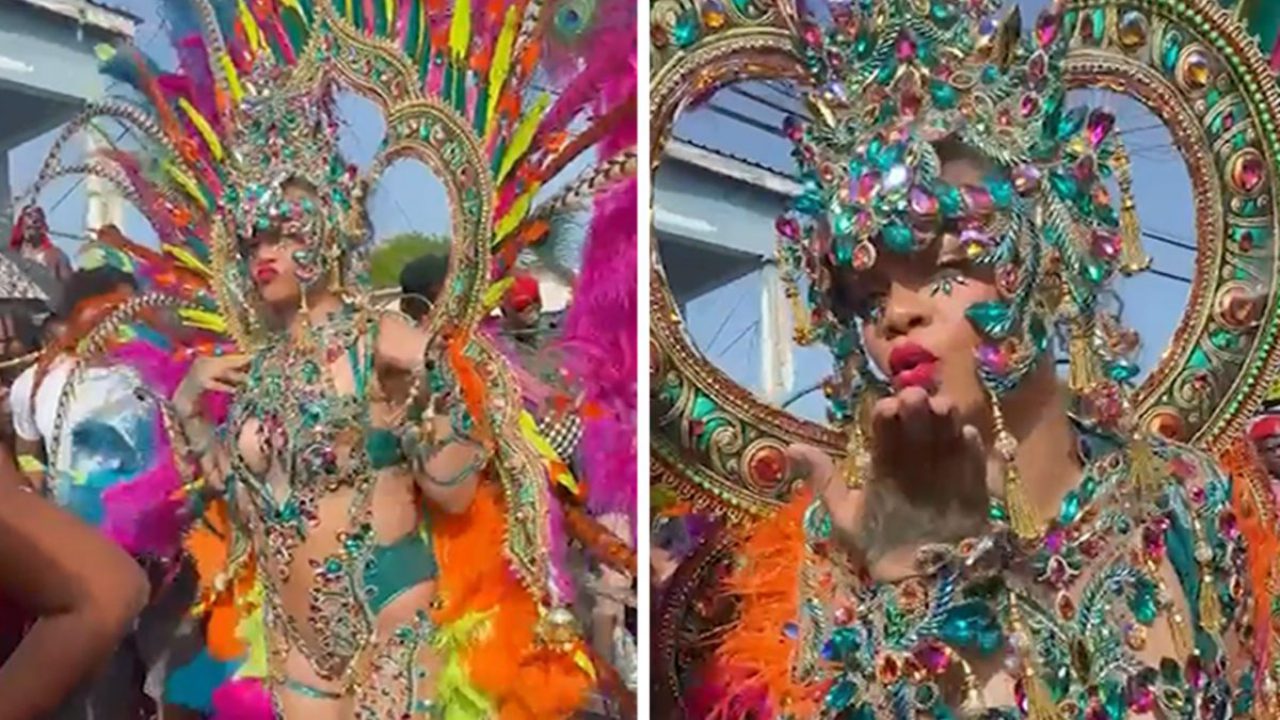 Rihanna al Grand Kadooment Day, balli e piume al carnevale delle Barbados