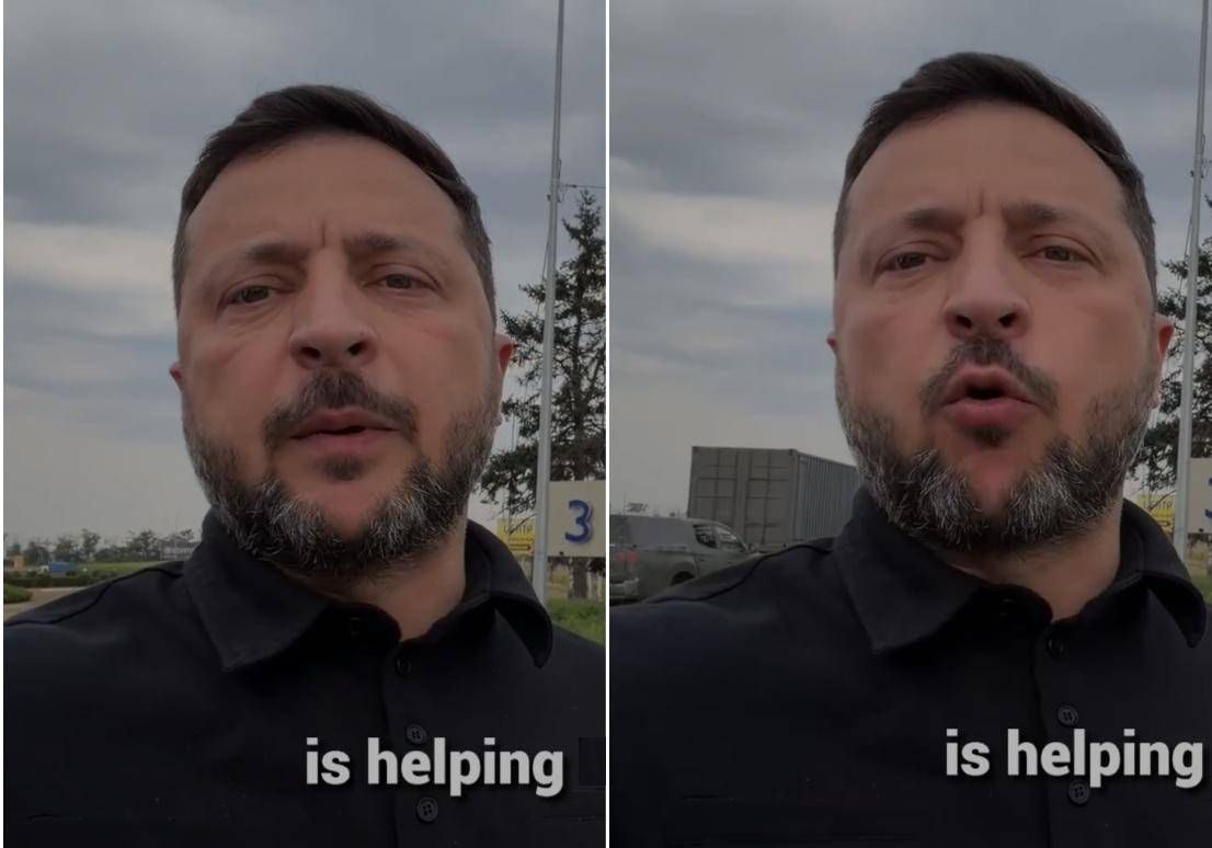 Zelensky a Zaporizhzhia, il video con camion e auto comparsi all