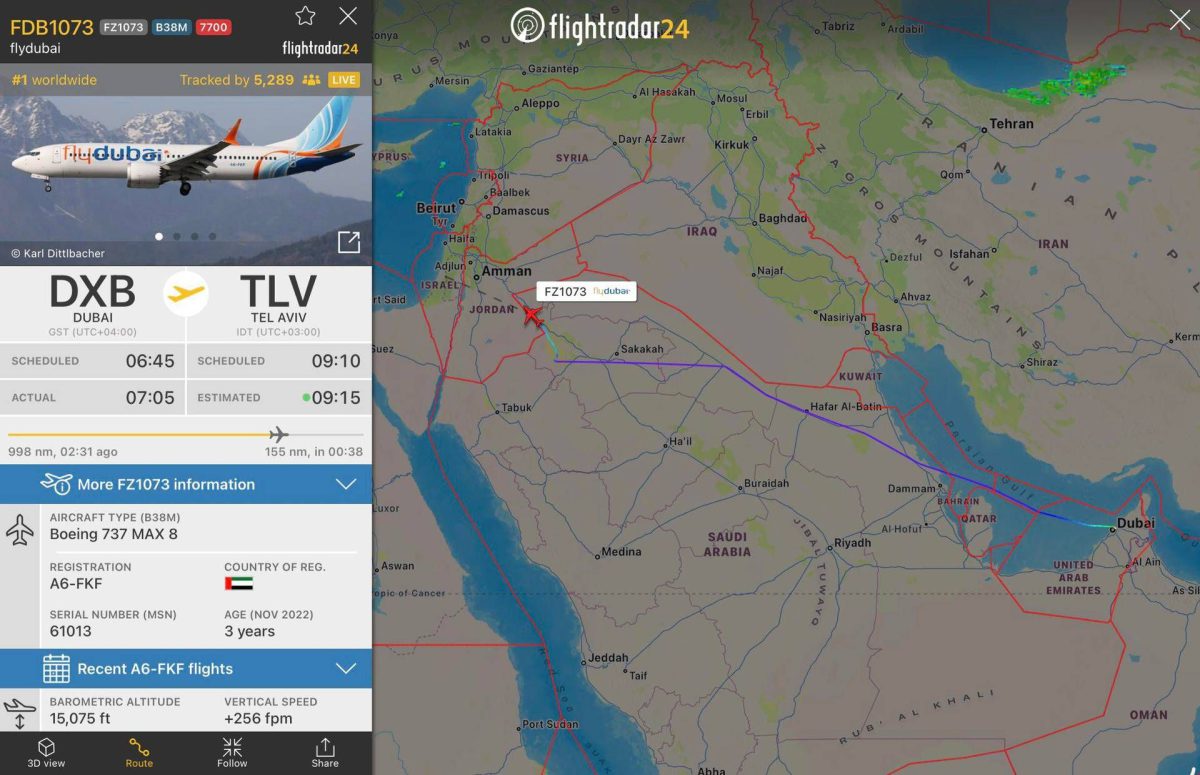 Volo Flydubai Dubai-Tel Aviv, allarme 7500 e atterraggio sicuro a Tabuk