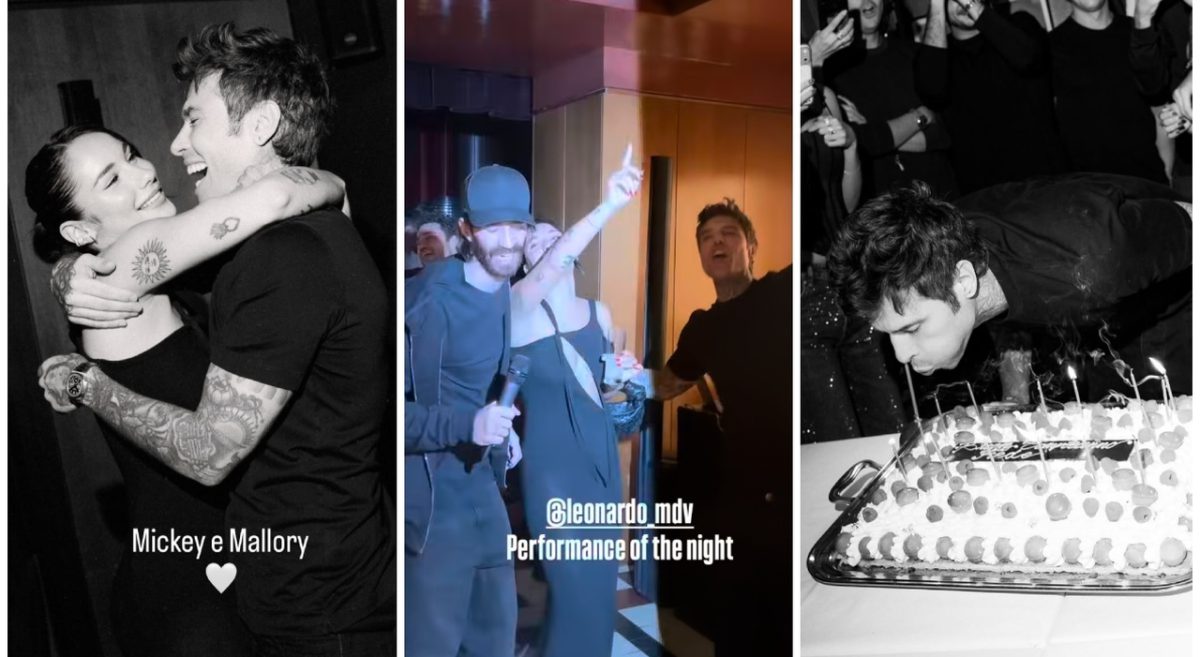 Fedez festeggia 37 anni a Milano, il karaoke con Del Vecchio e Giulia Honegger