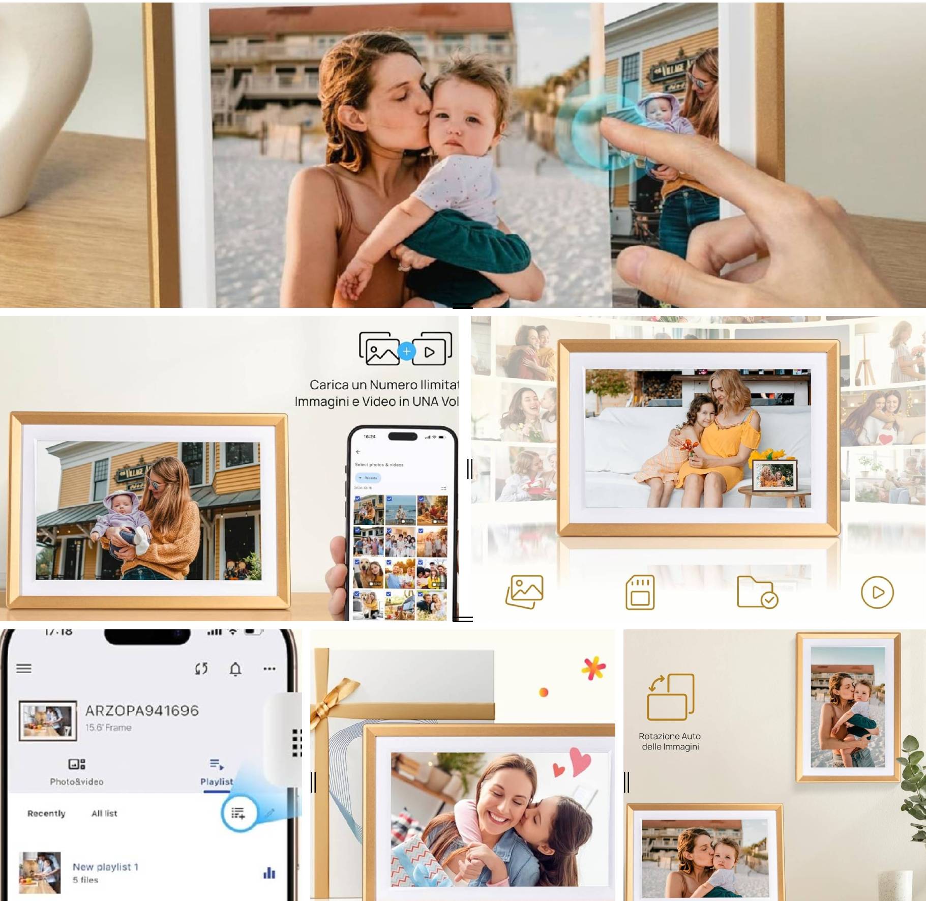 recensione cornice Recensione Cornice Digitale Arzopa D10 – Colore Oro