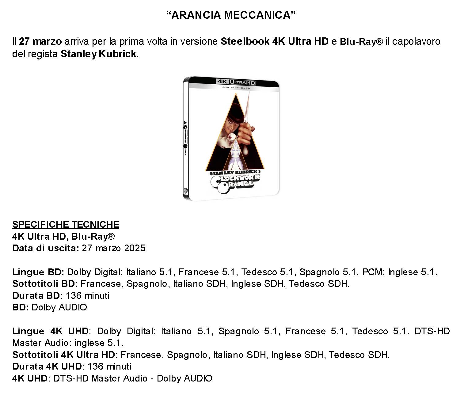 Warner Bros.Home Entertainment - uscite HOME VIDEO marzo 2025